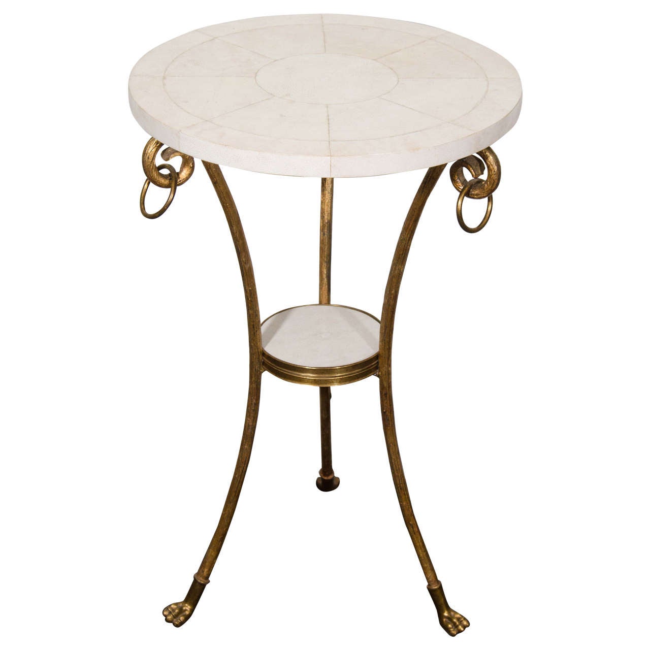 French 1940s Gilded Bronze and Shagreen Occasional Table