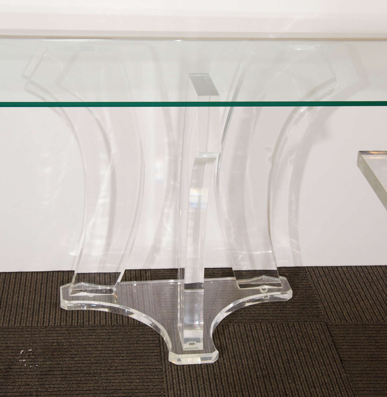 Modern  Glamourous Dramatic Karl Springer Style Double Lucite Base Console  For Sale
