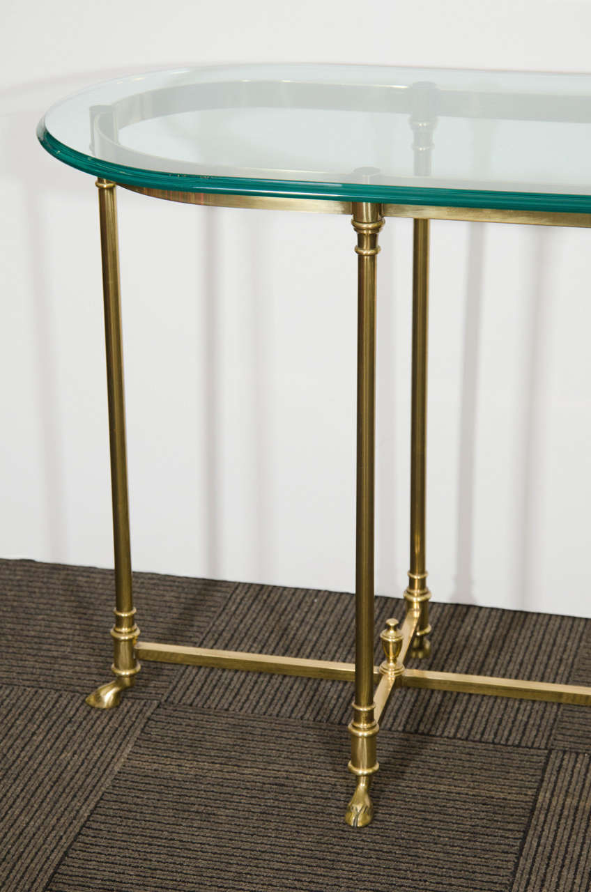American A Hollywood Regency Style Console Table with Hoof Feet By La Barge