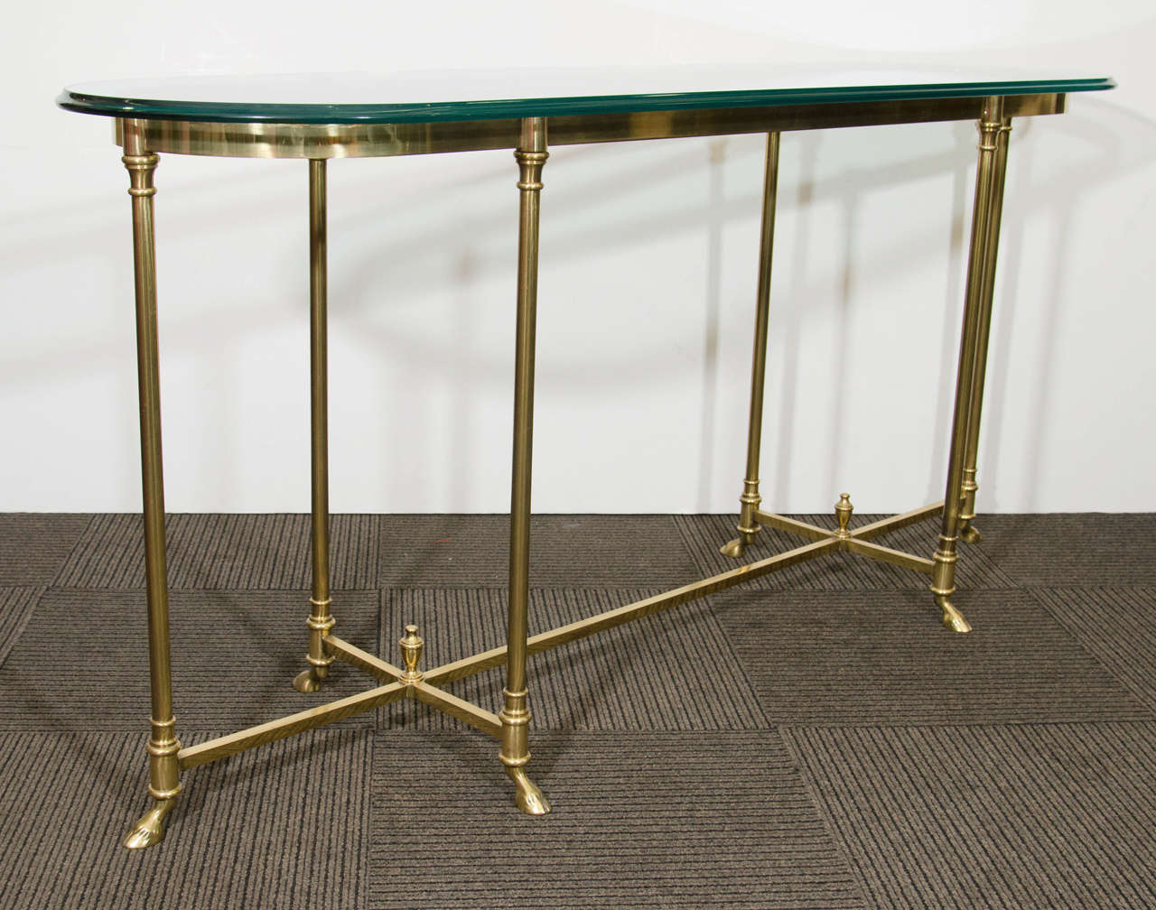 20th Century A Hollywood Regency Style Console Table with Hoof Feet By La Barge