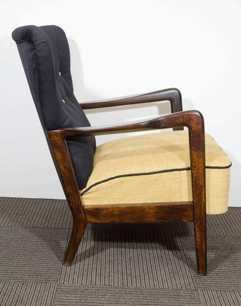 20th Century A Scandinavian Modern Pair of Fritz Hansen Two-Tone Black and Yellow Easy Chairs