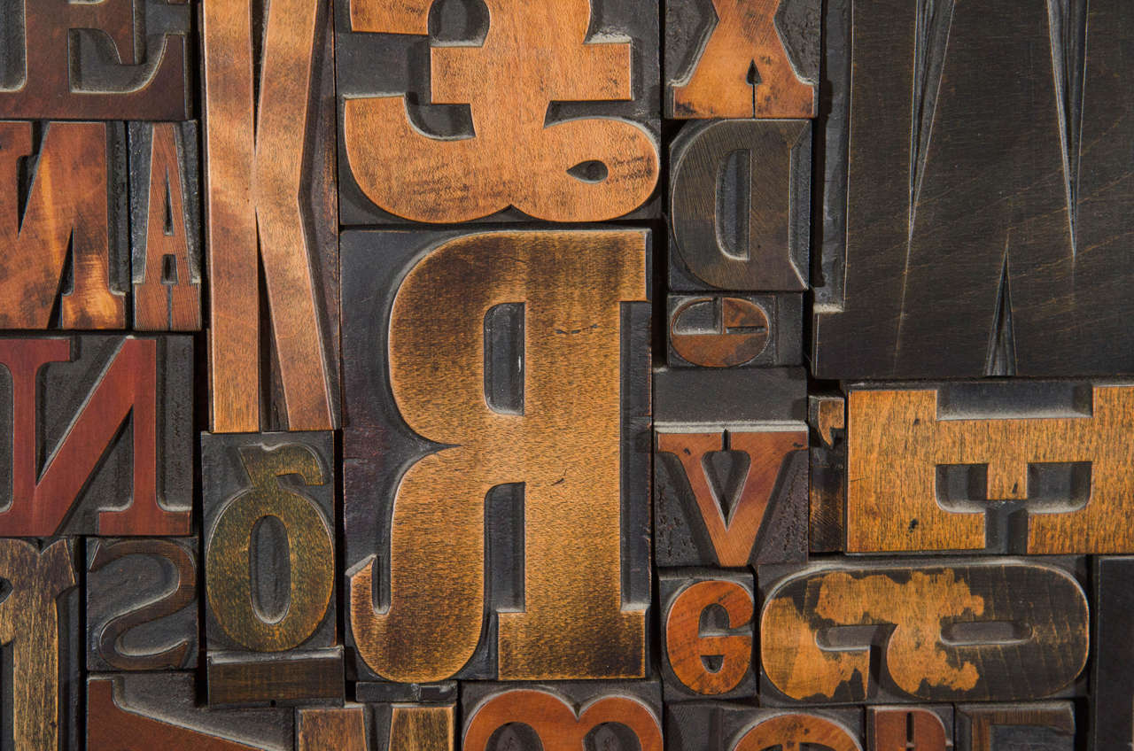 A Vintage Letterpress Printing Block Wall Sculpture at 1stDibs