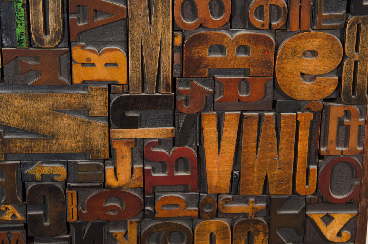 A Vintage Letterpress Printing Block Wall Sculpture at 1stDibs