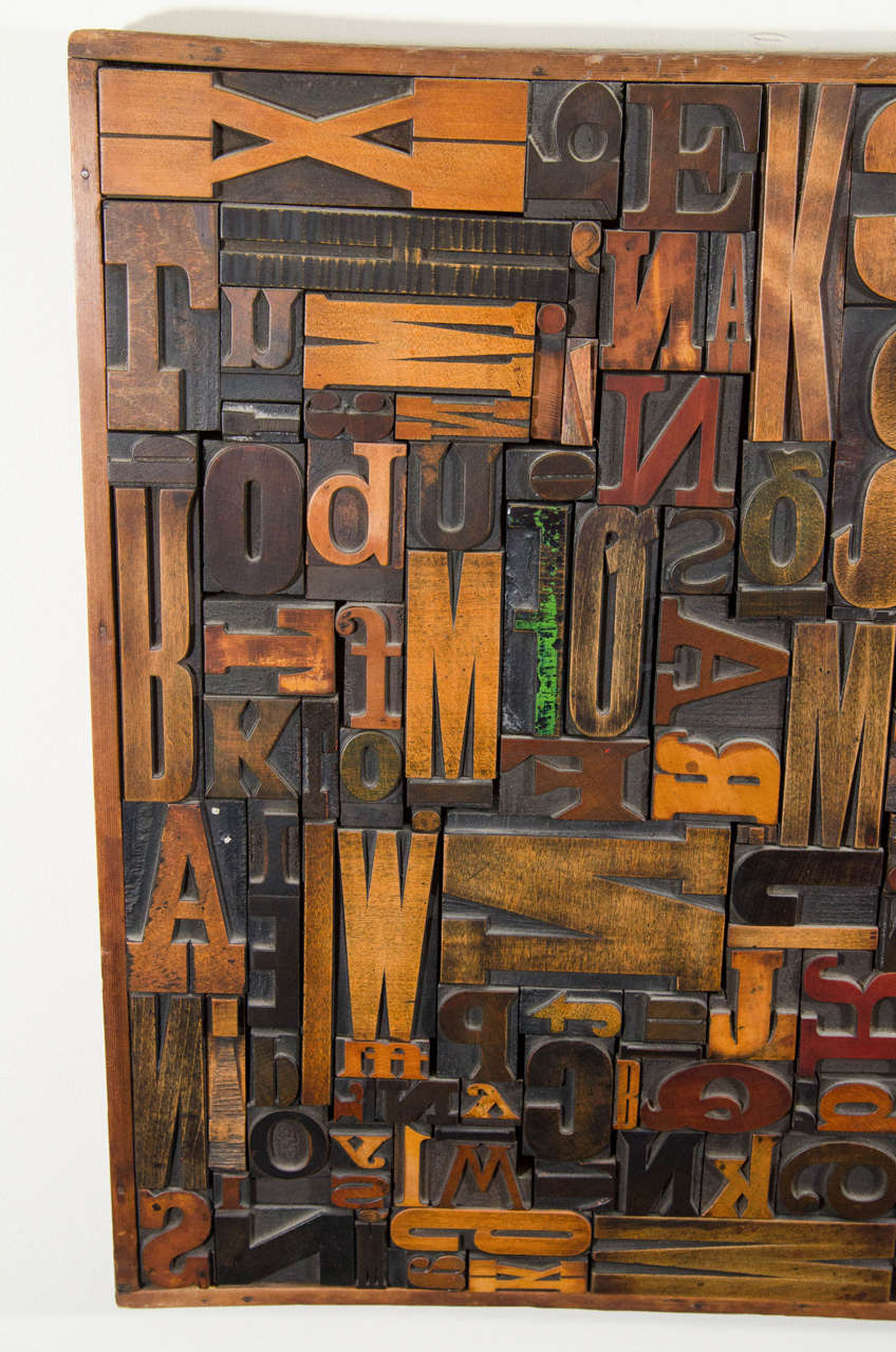 A Vintage Letterpress Printing Block Wall Sculpture at 1stDibs