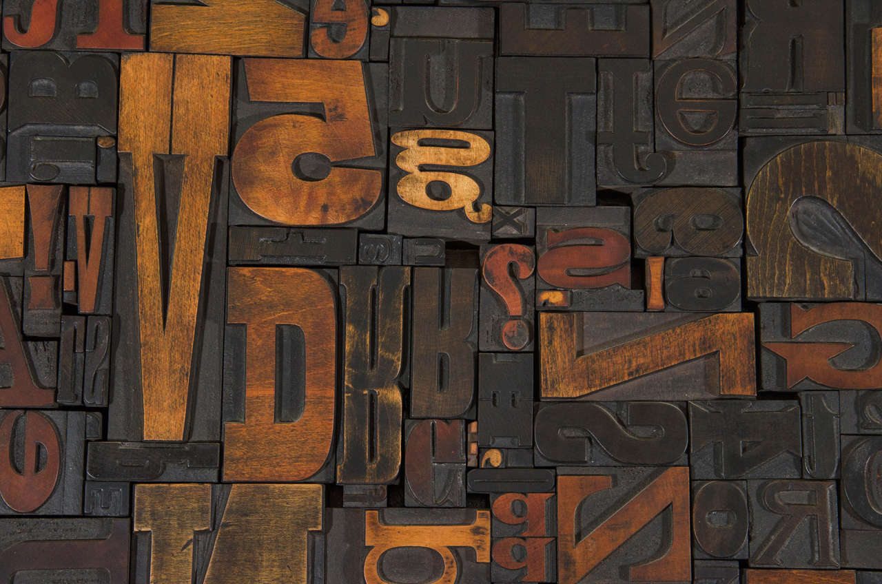 Vintage Letterpress Printing Blocks Wall Sculpture at 1stDibs