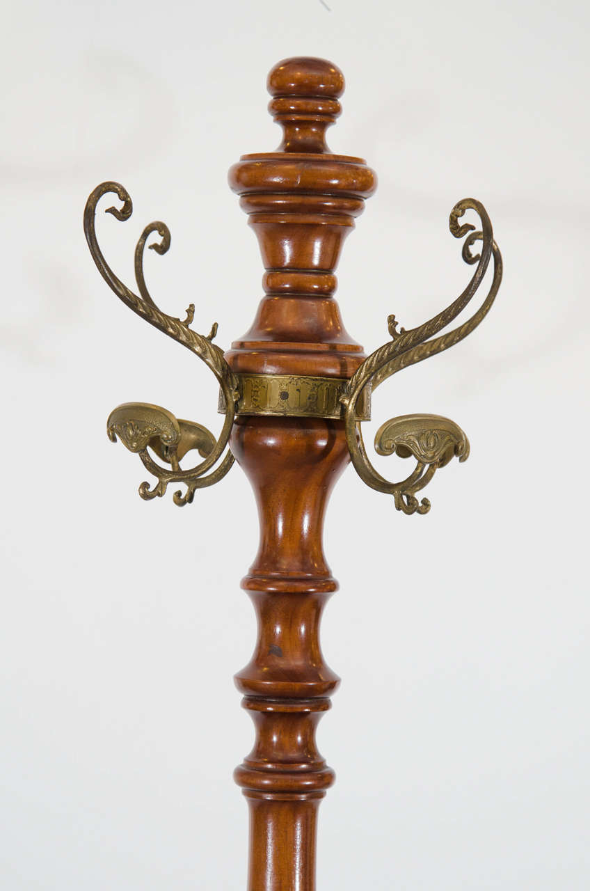 Antique Victorian Wooden Coat Rack with Eight Hooks and Paw Feet at 1stdibs