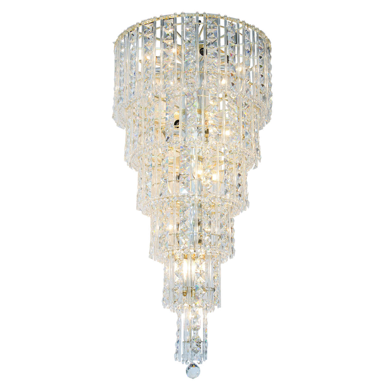 Midcentury SixTier Chandelier with Austrian Crystals For Sale at 