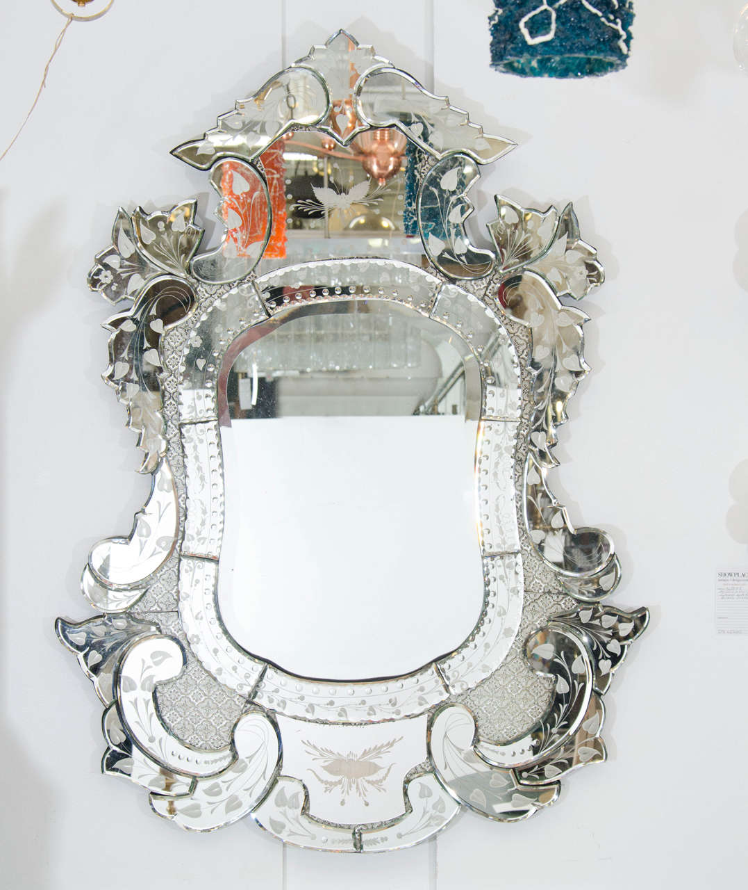 Vintage Ornately Carved Etched Wall Mirror at 1stDibs