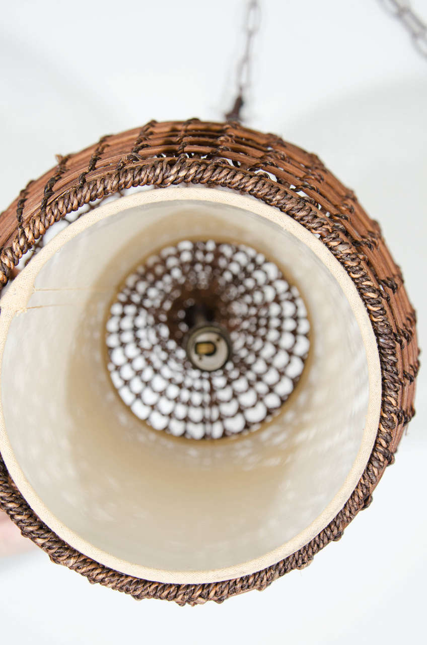 Midcentury Basket Style Wicker Pendant or Lantern at 1stDibs basket