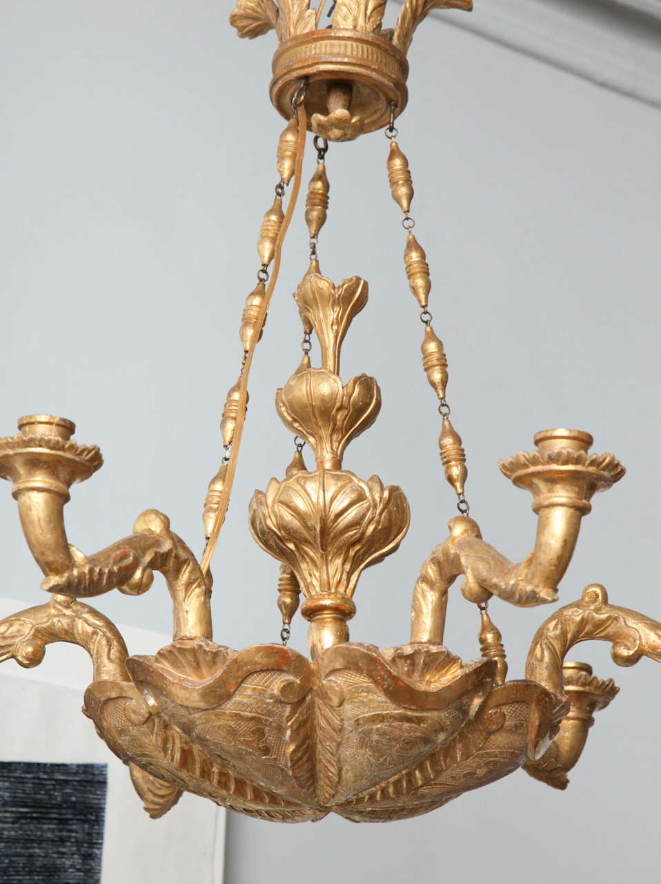 Austrian Neoclassical Giltwood Chandelier In Excellent Condition In Greenwich, CT
