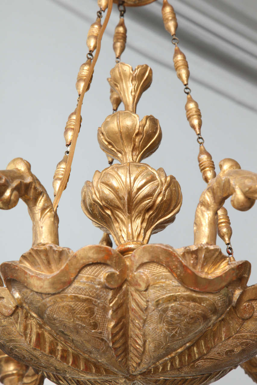 Early 19th Century Austrian Neoclassical Giltwood Chandelier