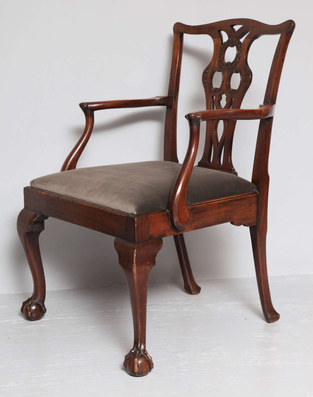 English Set of Four George II Mahogany Gaming Armchairs