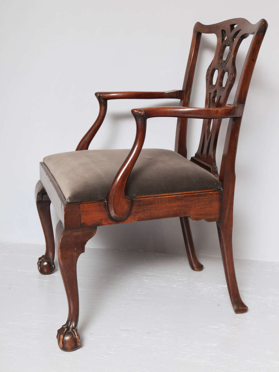 Set of Four George II Mahogany Gaming Armchairs 1