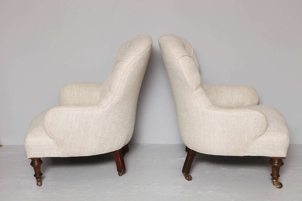 Matched Pair of English Club Chairs 1