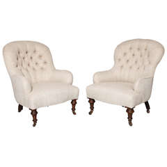 Matched Pair of English Club Chairs