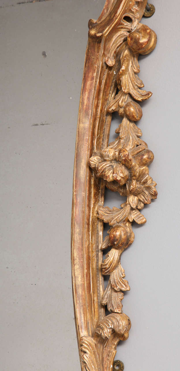 George II Rococo Giltwood Two-Plate Mirror In Good Condition For Sale In Greenwich, CT