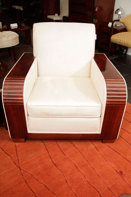 Deco Sofa and Side Chair with Suede Upholstery, 1930s In Excellent Condition In Pompano Beach, FL