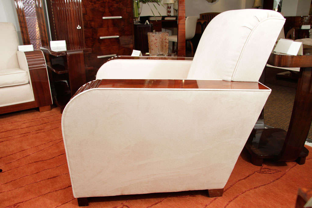 Deco Sofa and Side Chair with Suede Upholstery, 1930s 1