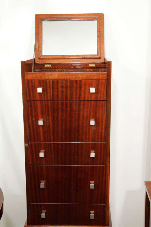 Tall Euro Chest with Flip Top Mirror In Excellent Condition In Pompano Beach, FL