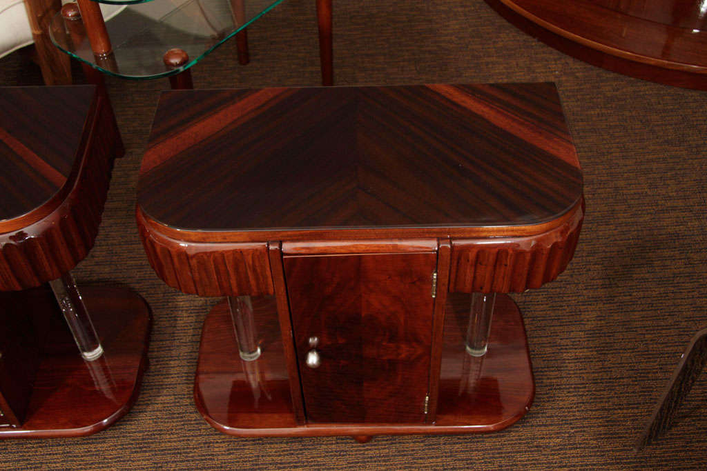 Wood Glass Rod End Tables For Sale