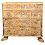 Antique Swedish Carved Wood Chest of Drawers