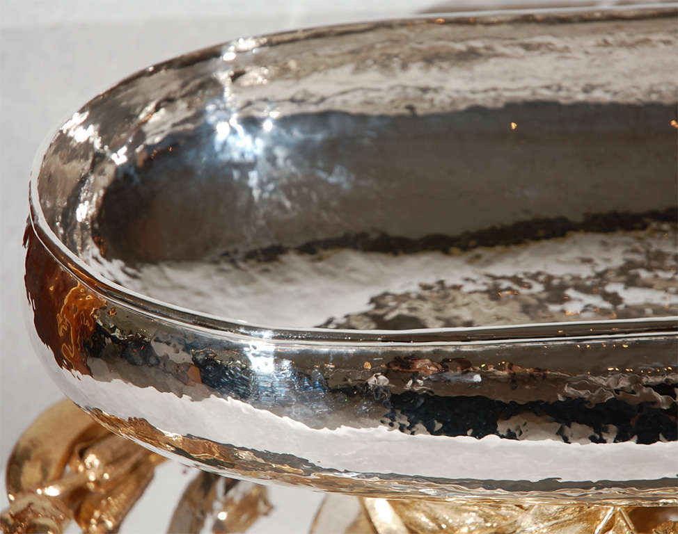 Large Silver and Gold Plated Centerpiece by Franco Lapini