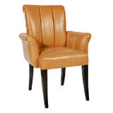 Scrolled Arm Armchair Upholstered in Kidskin Leather