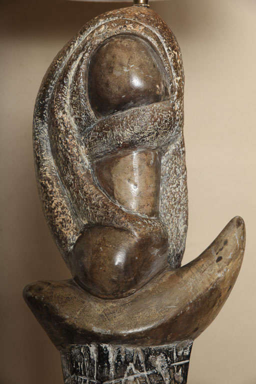 American Mid Century Stone Sculpture Lamp