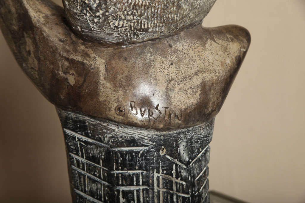 Mid Century Stone Sculpture Lamp 1