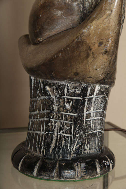Mid Century Stone Sculpture Lamp 2