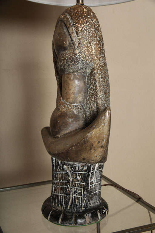 Mid Century Stone Sculpture Lamp 3