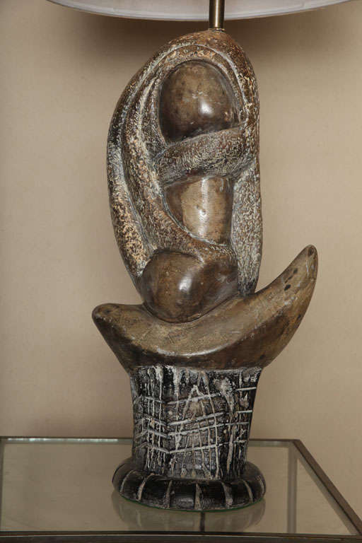 Mid Century Stone Sculpture Lamp 5