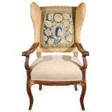 Antique 19th Century Belgian Wing Chair