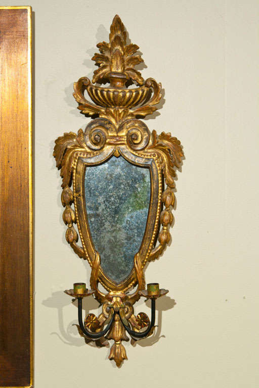Pair of Antique Mirrored Sconces
