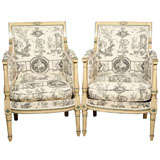 Pair of French Directoire Bergeres by Jansen