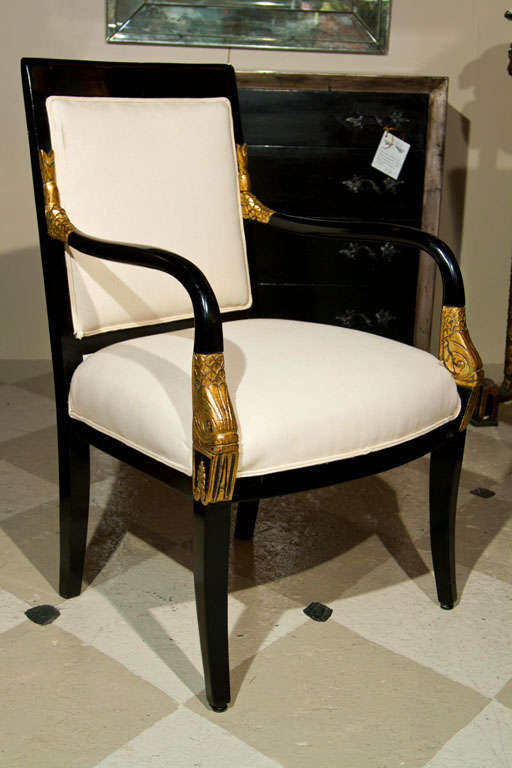 Pair of French Empire Style Fauteuils