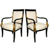 Pair of French Empire Style Fauteuils