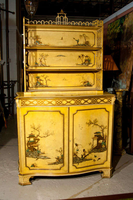 Painted Chinoiserie Hutch
