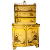 Retro Painted Chinoiserie Hutch