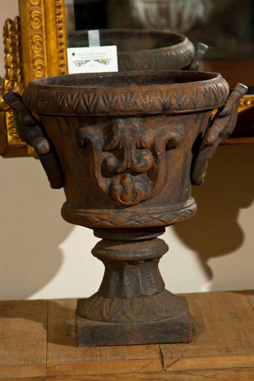 Pair of French Cast Iron Garden Urns In Good Condition In Stamford, CT
