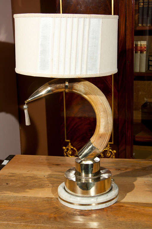 Antique African Horn Table Lamp