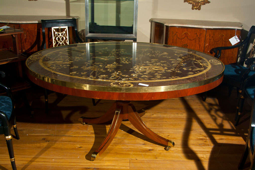 Chinoiserie Tilt Top Oval Dining Table