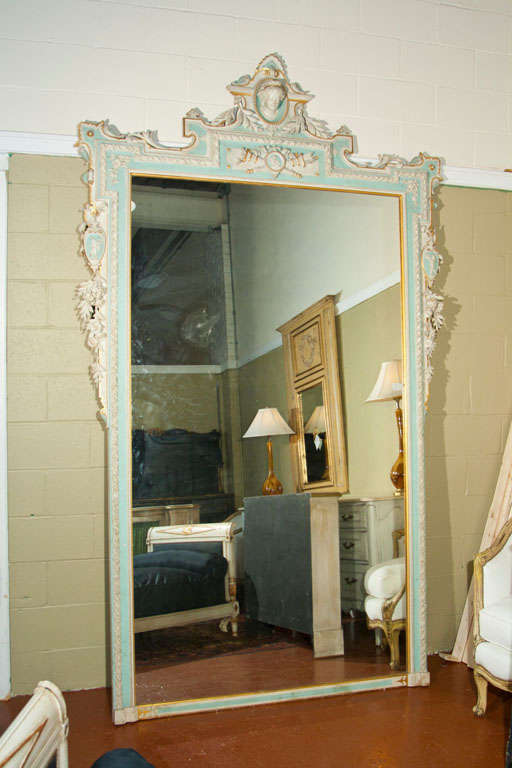 Monumental Painted French  Floor Mirror