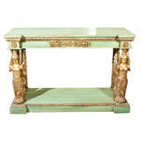 Antique Console w Gilt Carved Woman