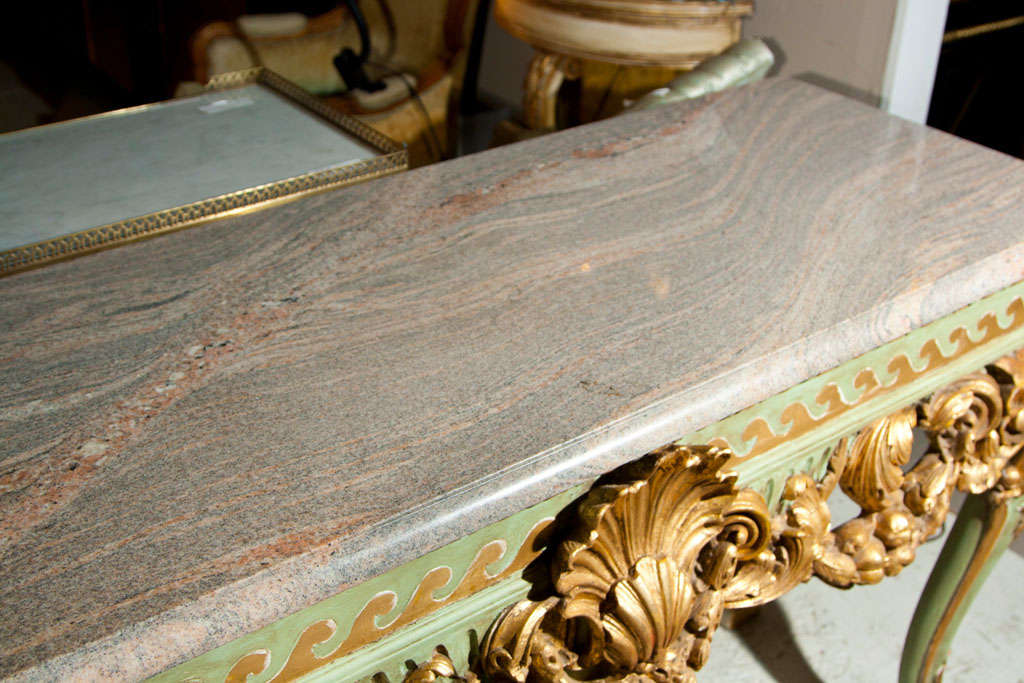 Wood French Rococo Style Painted Console