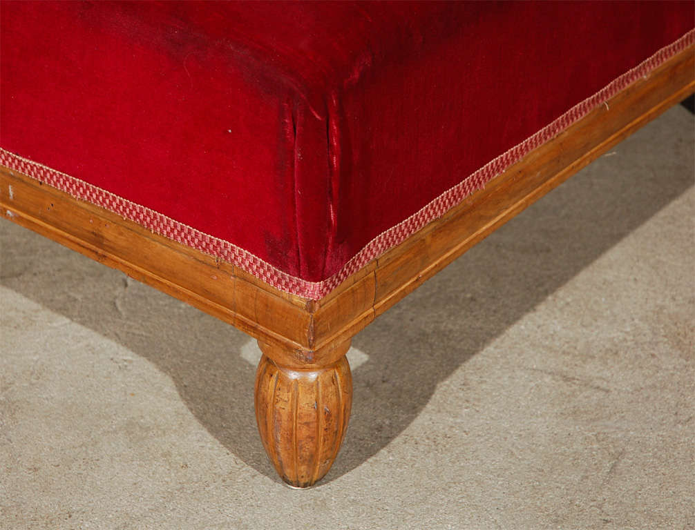 Rectangular Ottoman Upholstered in Red Fabric w/Wood Base