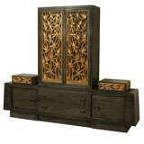 Beautiful Carved Bamboo Cabinet By James Mont