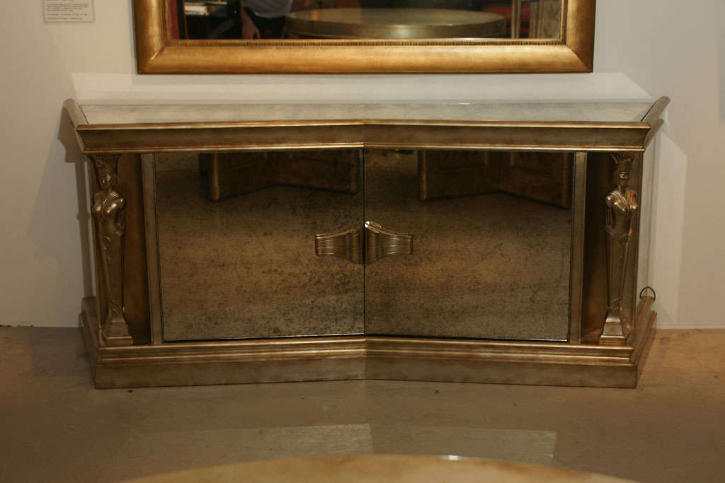 Fabulous Silver Leafed Caryatid Cabinet Designed By James Mont