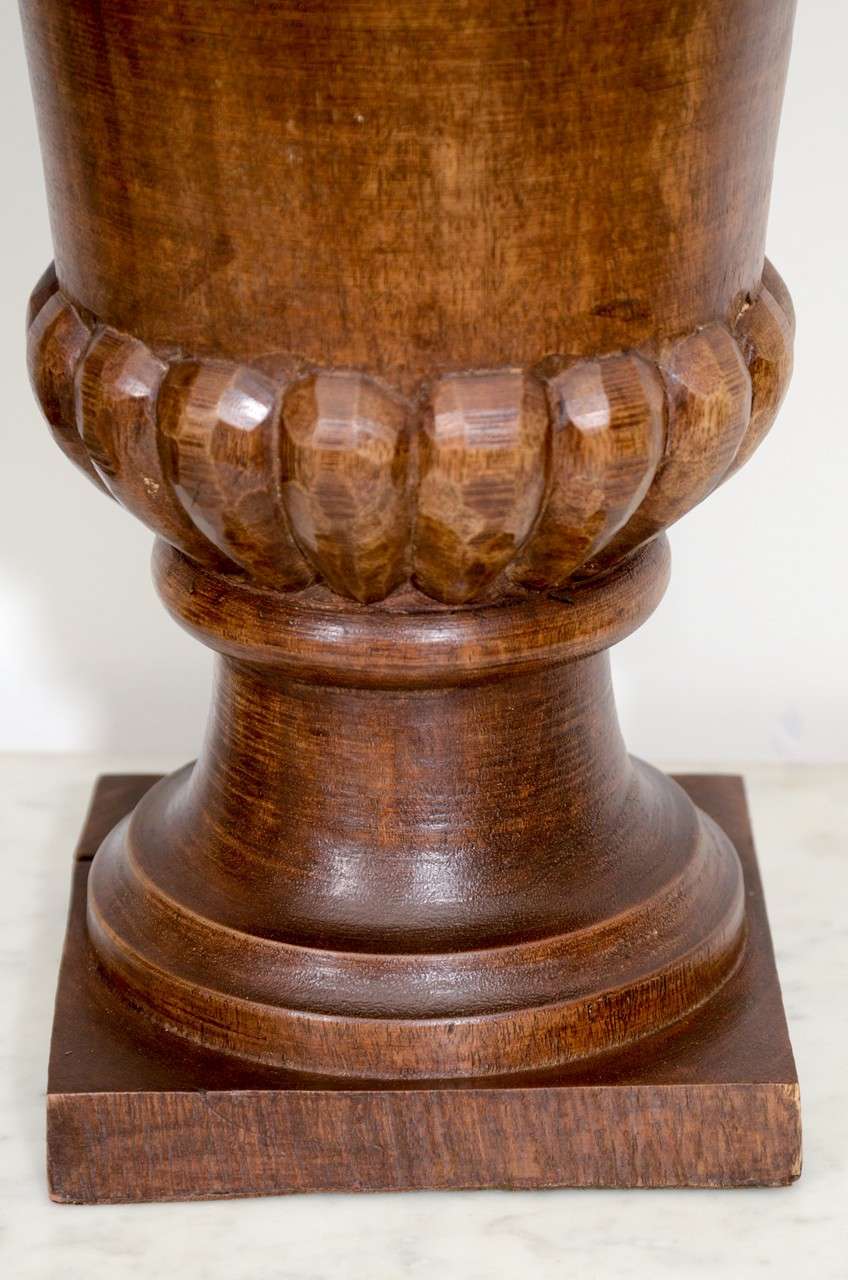 Pair of Antique French Wooden Urns, circa Early 1900s 1