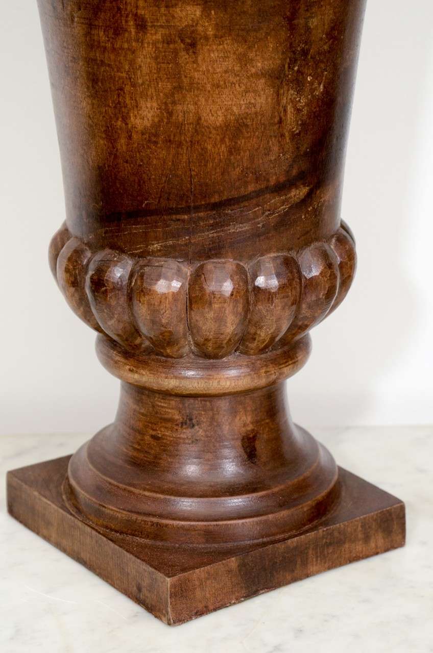 Pair of Antique French Wooden Urns, circa Early 1900s 3